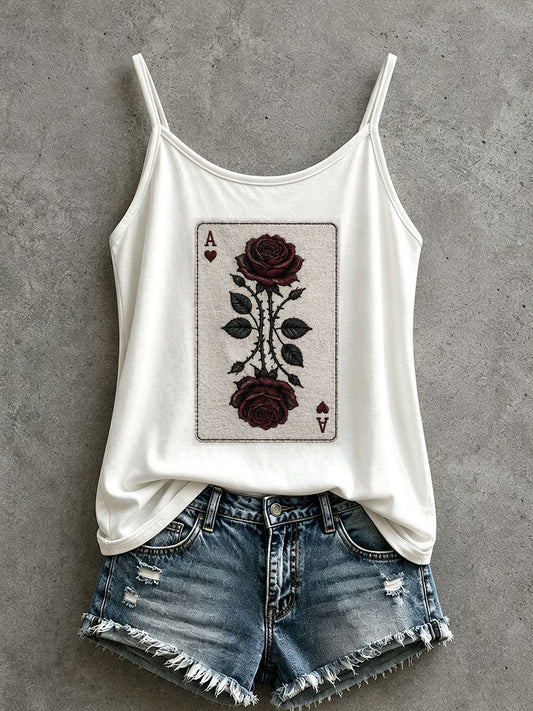 Women's Rose Playing Cards Tank Top