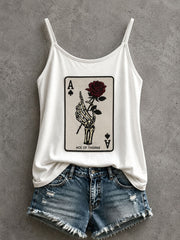 Women's Gothic Skull Playing Card Tank Top