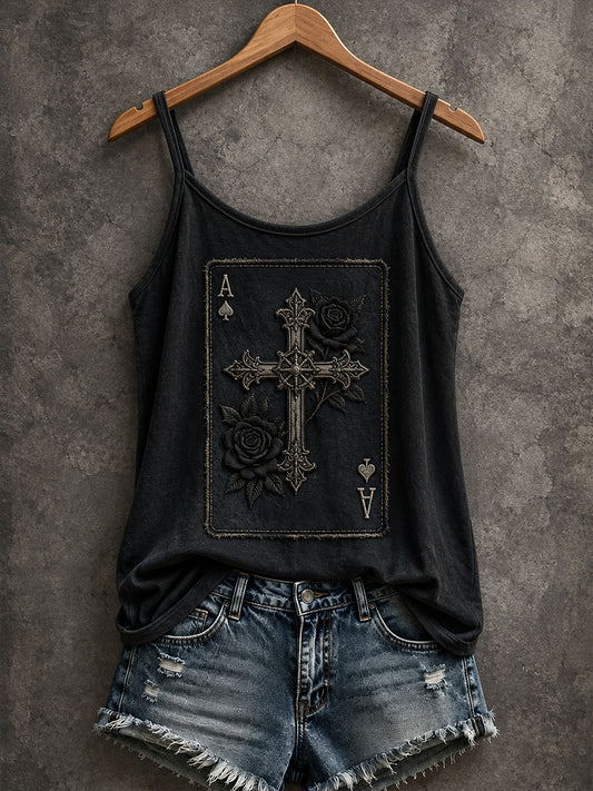 Women's Christian Cross Playing Cards Tank Top