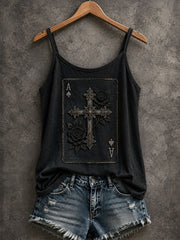 Women's Christian Cross Playing Cards Tank Top