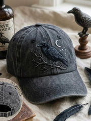 Unisex Gothic Crow Washed Hat