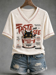 Women's Funny Christian Taste And See That The Lord Is Good V-neck Short Sleeve T-shirt