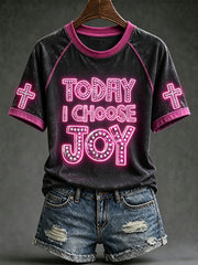 Women's faith-themed slogan pattern printed casual short-sleeve T-shirt