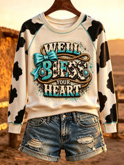 Women's Well Bless Your Heart Western Faith Print Raglan Sleeve Sweatshirt