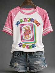 Women's Mahjong Print Casual T-Shirt