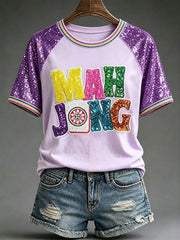 Women's Casual Mahjong-Print T-Shirts