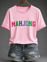 Women's Mahjong Print Casual T-Shirt