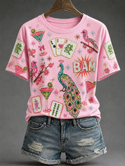 Women's Mahjong Print Casual T-Shirt