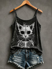 Women's Gothic Style Skull Cat vests
