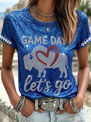Women's Football Lover Buffalo Print Tee