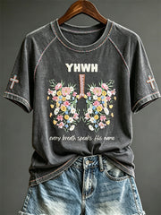 Women's YHWH Every Breath Speaks His Name Floral Lungs Print short sleeve T-shirt