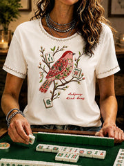 Women's Mahjong Print Casual T-Shirt