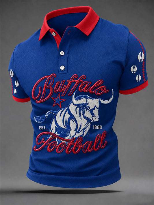 Men's Football Lover Buffalo Print Polo
