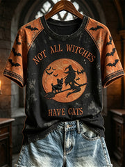 Women's Not All Witches Have Cats Witch with Yorkie Dog Print short sleeve T-shirt