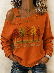 Women's Fall Is My Favorite Color Casual Off-Shoulder Sweatshirt