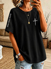 Women's FAITH OVER FEAR Printed Casual T-shirt