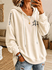 Women's 'WALK BY FAITH' Printed Casual Hoodie