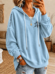 Women's 'WALK BY FAITH' Printed Casual Hoodie
