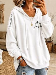 Women's 'WALK BY FAITH' Printed Casual Hoodie