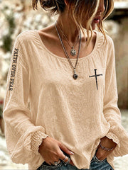 Women's Faith Over Fear Printed Casual T-Shirt