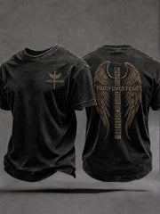 Men's 'Faith Over Fear' Printed Casual T-Shirt