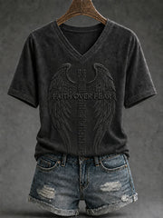 Women’s 'Faith Over Fear' Printed Casual T-Shirt