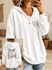 Women's 'Jesus Has My Back' Printed Casual Hoodie