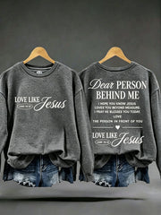 Women's 'Love Like Jesus' Printed Casual Sweatshirt
