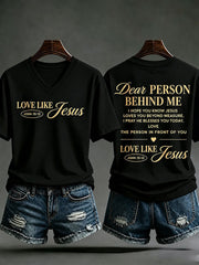 Women's Love Like Jesus Printed Casual T-Shirt