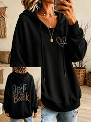 Women's 'Jesus Has My Back' Printed Casual Hoodie