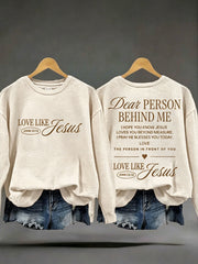 Women's 'Love Like Jesus' Printed Casual Sweatshirt