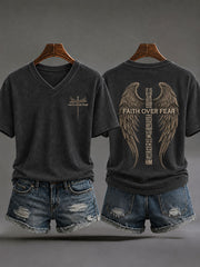 Women's 'Faith Over Fear' Printed Casual T-Shirt