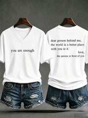 Women's 'You Are Enough' Printed Casual T-Shirt