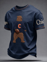Men's Chicago Football Art Printed T-shirt
