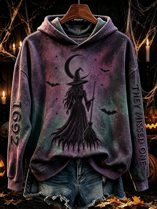Women's Vintage 1692 They Missed One Witch Print Cozy Hoodie