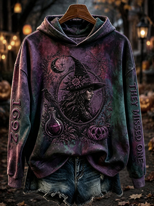 Women's Vintage 1692 They Missed One Witch Print Cozy Hoodie