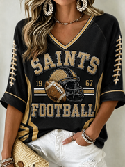 Women's Mid-length Sleeves V-Neck T-Shirt