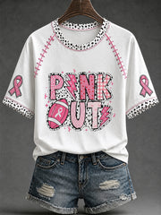Women's breast cancer theme pattern printed casual short-sleeve T-shirt