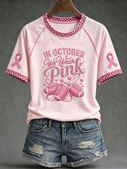 Women's breast cancer theme pattern printed casual short-sleeve T-shirt