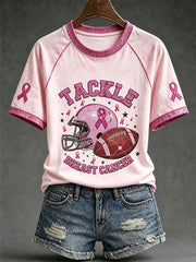 Women's breast cancer theme pattern printed casual short-sleeve T-shirt