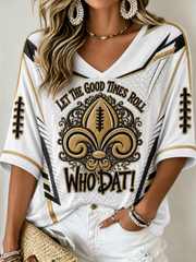 Women's Mid-length Sleeves V-Neck T-Shirt