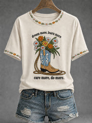 Women’s Country Music Print Casual T-Shirt