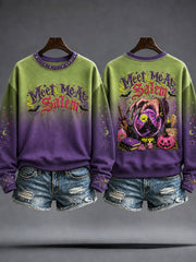 Women's Halloween Salem Witches Art Printed Sweatshirt