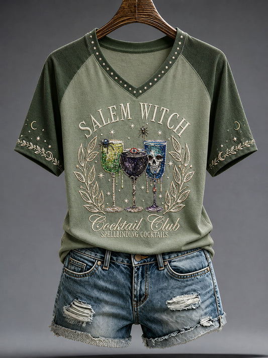 Women's Halloween Salem Witches Art Printed T-shirt
