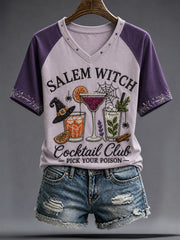Women's Halloween Salem Witches Art Printed T-shirt