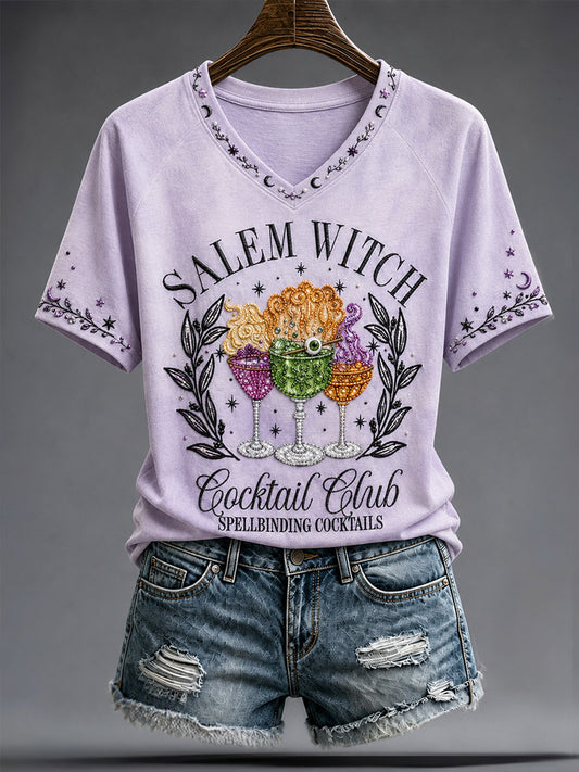 Women's Halloween Salem Witches Art Printed T-shirt