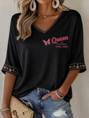 Women's Rip Country Music Lover Queen of Country Printed T-shirt