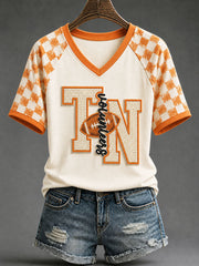 Women's Game Day Football Print Casual T-shirt