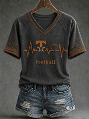 Women's Game Day Football Print Casual T-shirt