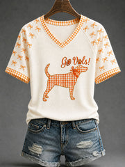 Women's Game Day Football Print Casual T-shirt